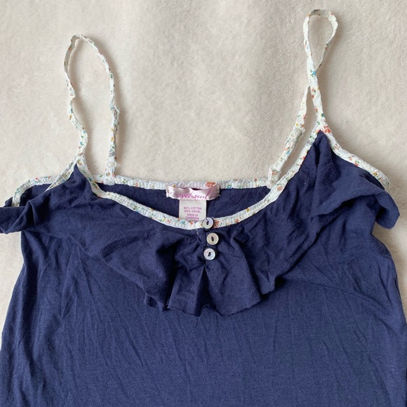 🍍 Wet Seal navy cami ruffle & floral details sz S - Picture 5 of 6